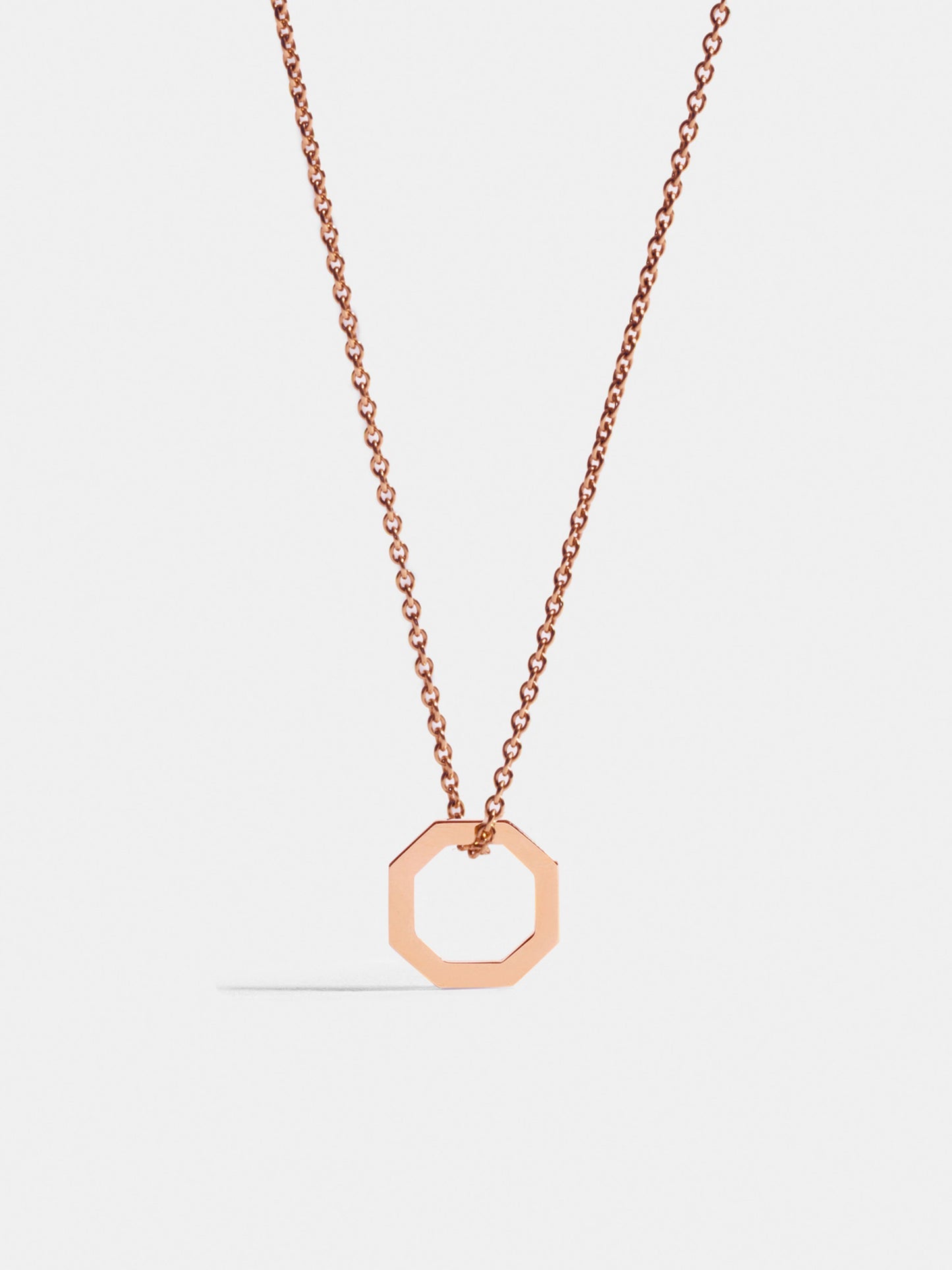 Fairer Schmuck: Small Octagon Anhänger in Roségold an Kette