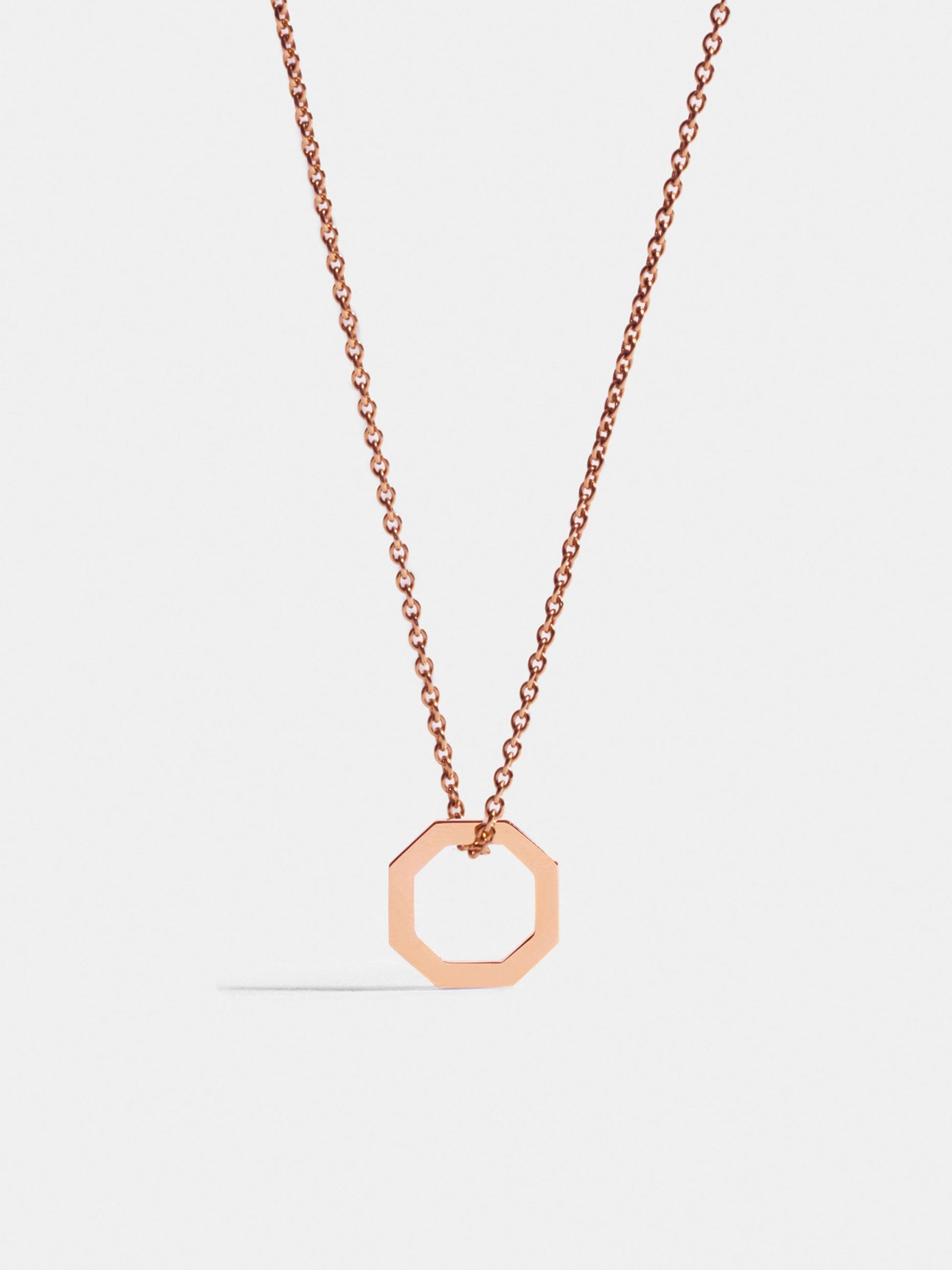 Fairer Schmuck: Small Octagon Anhänger in Roségold an Kette