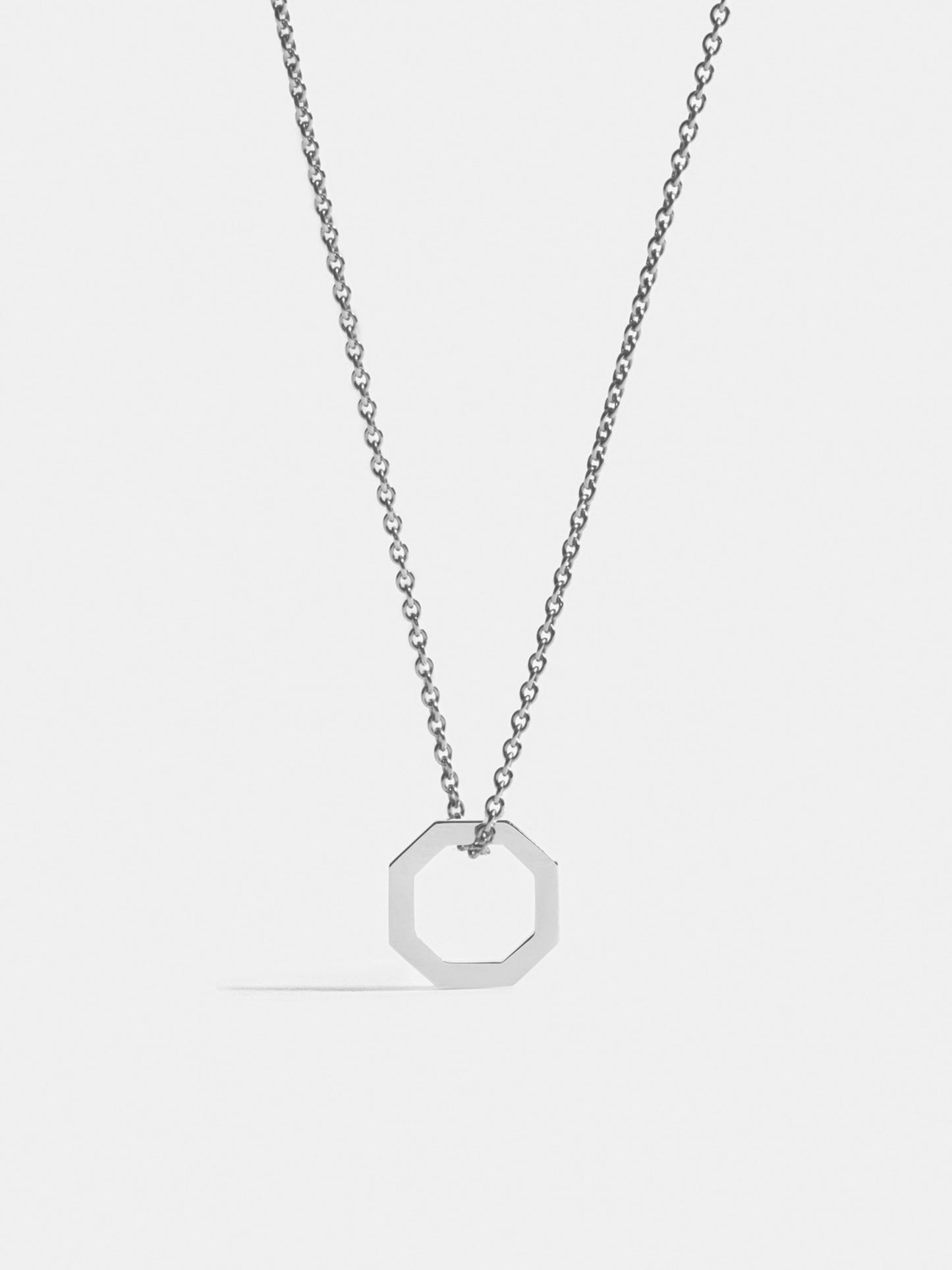 Fairer Schmuck: Small Octagon Anhänger in Weissgold an Kette