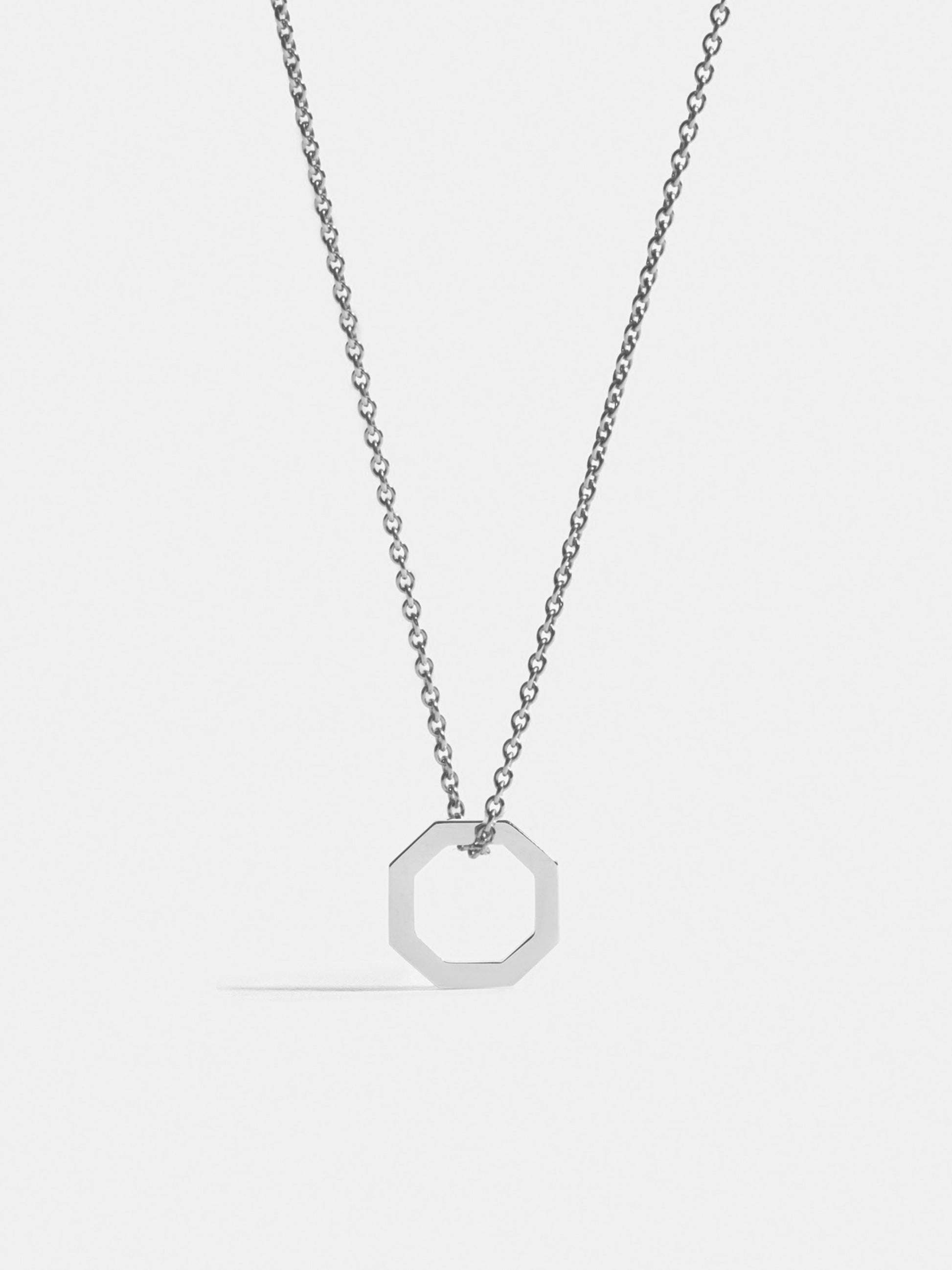 Fairer Schmuck: Small Octagon Anhänger in Weissgold an Kette