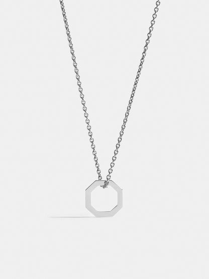 Fairer Schmuck: Small Octagon Anhänger in Weissgold an Kette