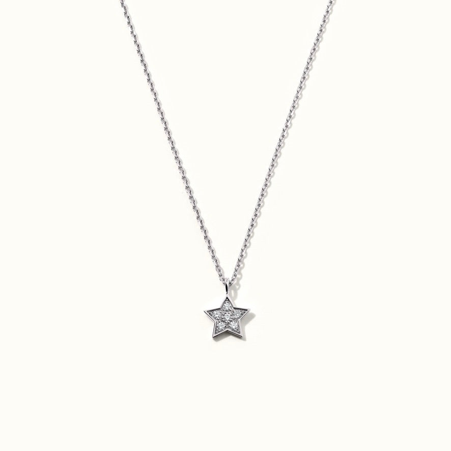 Daily Star Halskette aus nachhaltigem Weißgold mit Diamanten